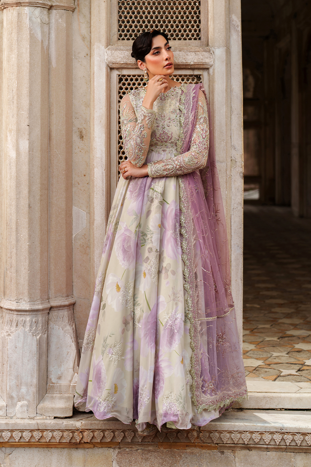 Iznik UE-546 Embroidered Chiffon
