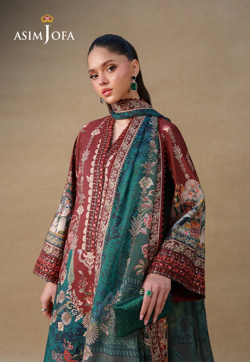 AJULSC-07 Embroidered Raw Silk Unstitched 3 Pcs