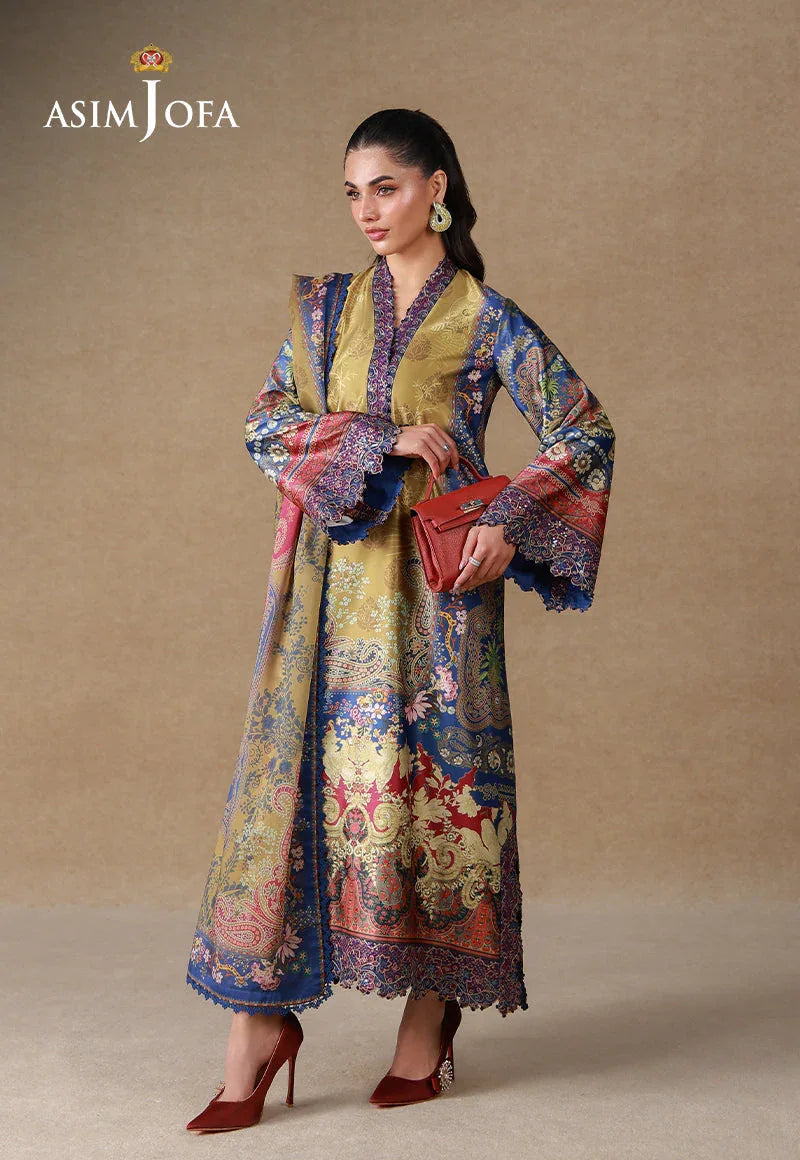 AJULSC-01 Embroidered Charmeuse Silk Unstitched 3 Pcs
