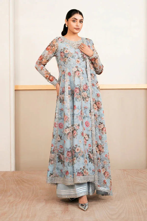 Baroque | Luxury Pret 25 | EMBELLISHED PRINTED CHIFFON PR-1058 - Rang-e-Khaas