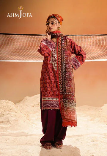 Asim Jofa | Summer Rhapsody | AJUBU-26 Printed Embroidered Lawn - Rang-e-Khaas