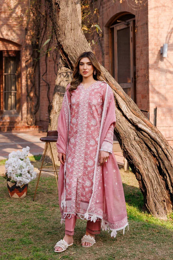 Farasha | Dastoor Embroidered Lawn SS24 | PEARL MIST - Rang-e-Khaas