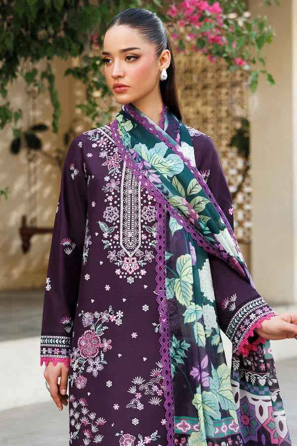 Farasha | Summer Weaves Embroidered Lawn | Plum Allure - Rang-e-Khaas