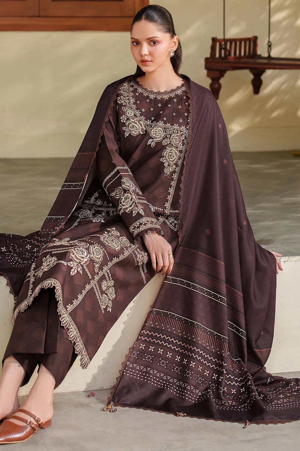 Farasha | Meline Premium Viscose 25 | Autumn Rose - Rang-e-Khaas