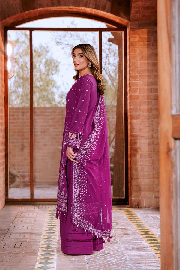 Farasha | Dastoor Embroidered Lawn SS24 | TEMPTING BERY - Rang-e-Khaas