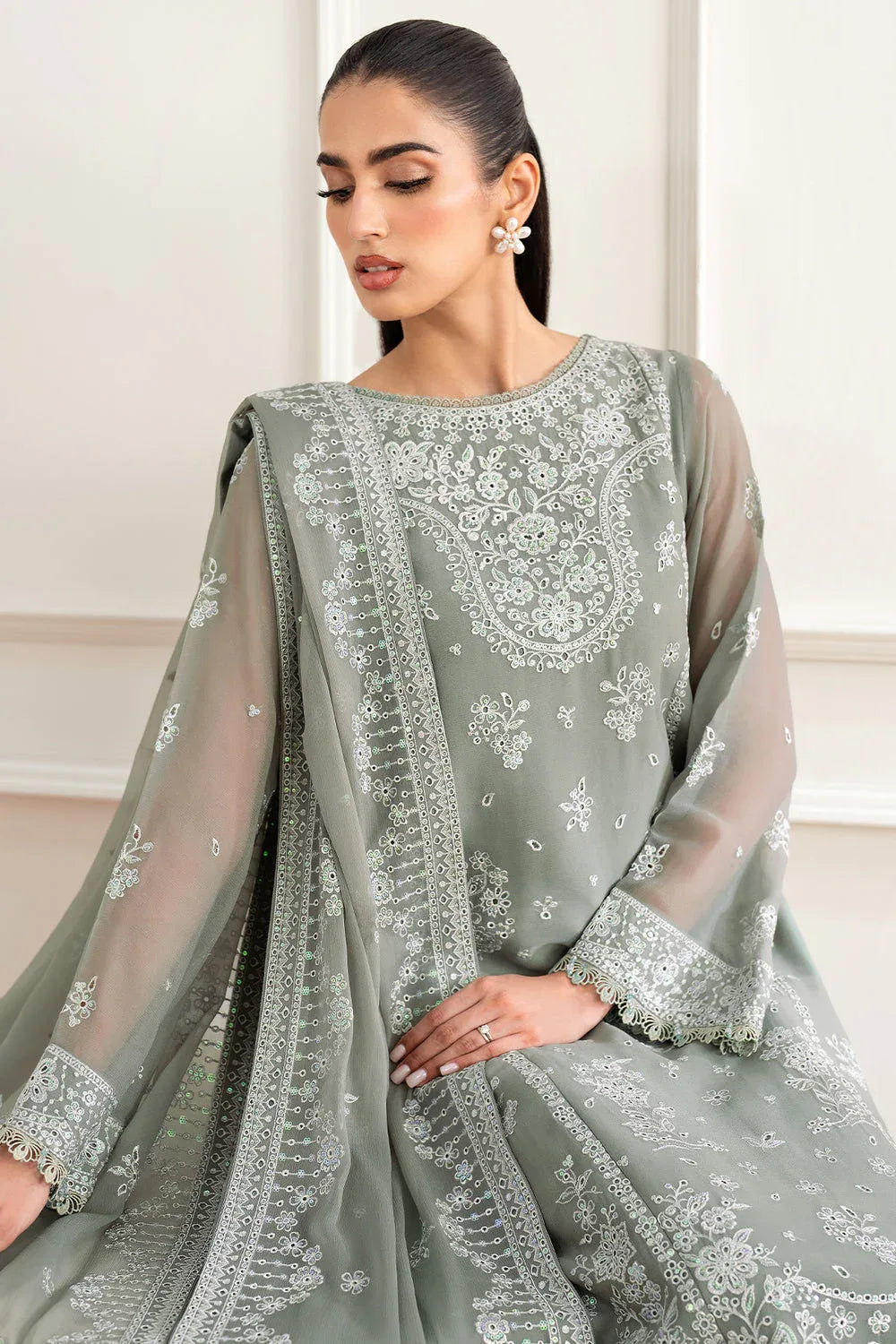 Farasha | Essence Formals 25 | Ash Green - Rang-e-Khaas
