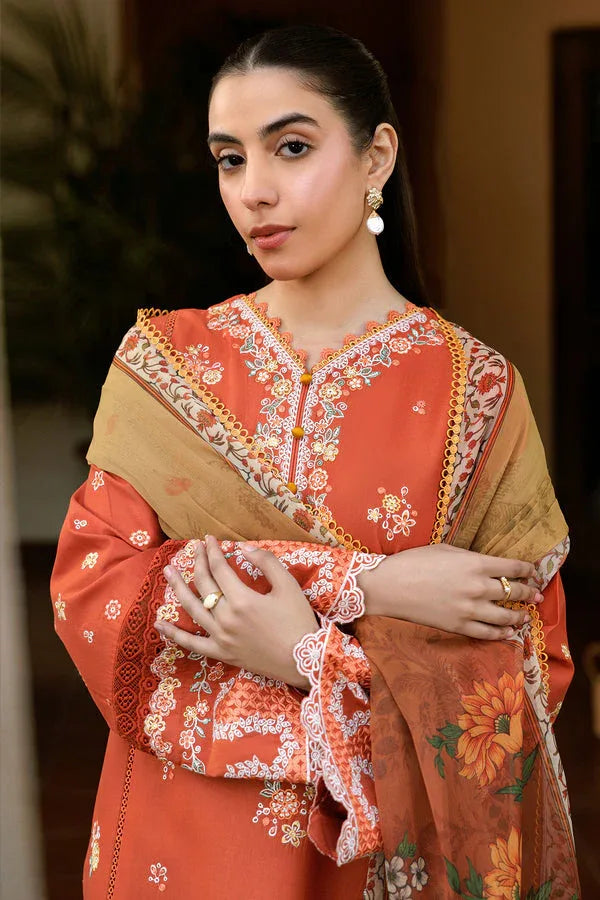 Farasha | Summer Weaves Embroidered Lawn | Orange Petal - Rang-e-Khaas