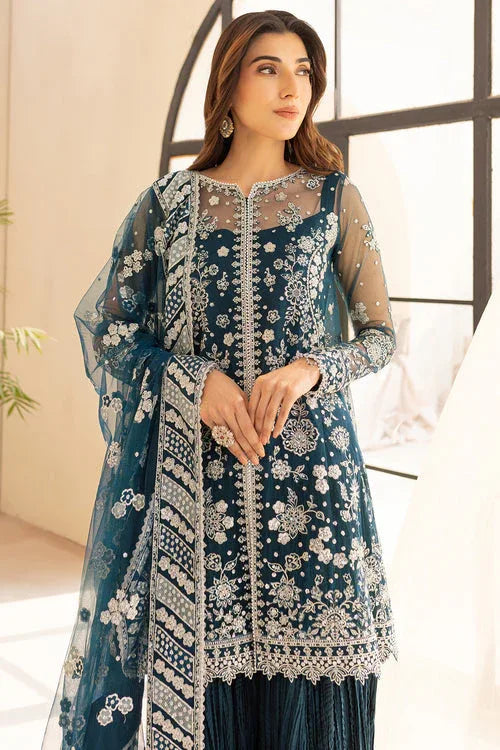 Farasha | Lu Zella Premium Formals 25 | Teal Drizzle - Rang-e-Khaas