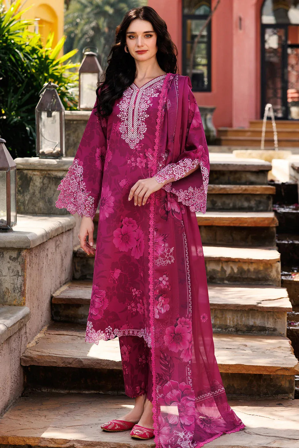 Farasha | Printed Essentials | Fuchsia Flare - Rang-e-Khaas