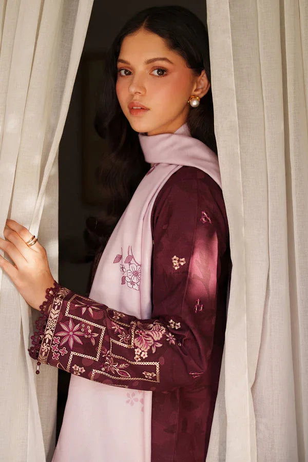 Farasha | Meline Premium Viscose 25 | Mauve Cream - Rang-e-Khaas