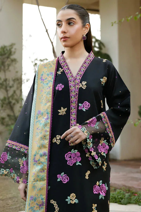 Farasha | Summer Weaves Embroidered Lawn | Raven Dusk - Rang-e-Khaas
