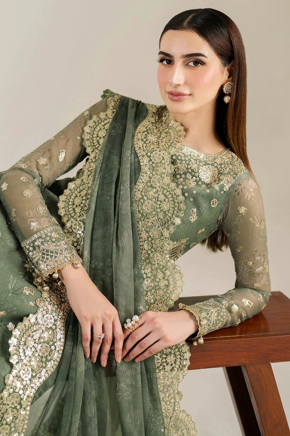 Farasha | Fiorella Formals | Olive Aura - Rang-e-Khaas