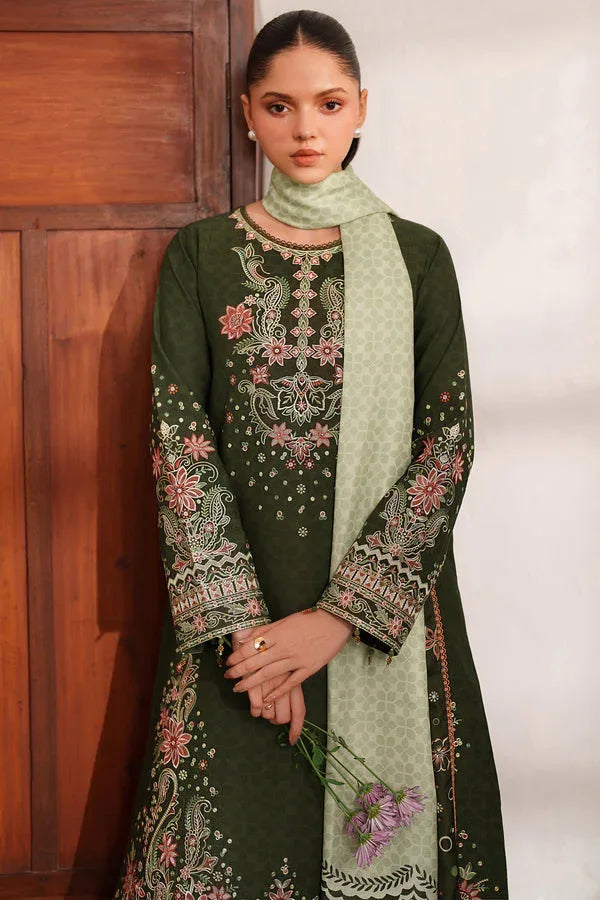 Farasha | Meline Premium Viscose 25 | Olive Drape - Rang-e-Khaas