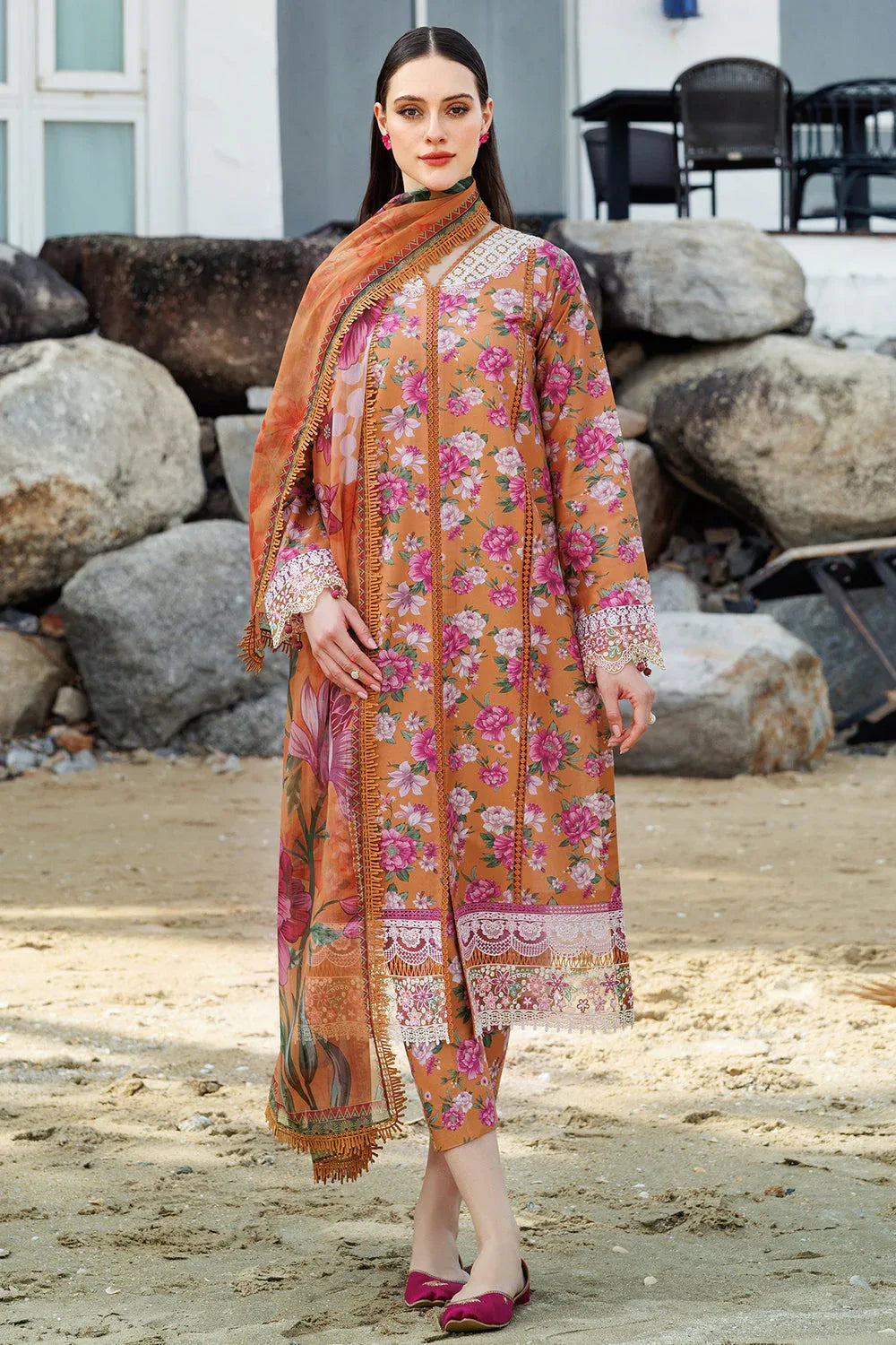 Farasha | Printed Essentials | Coral Haze - Rang-e-Khaas