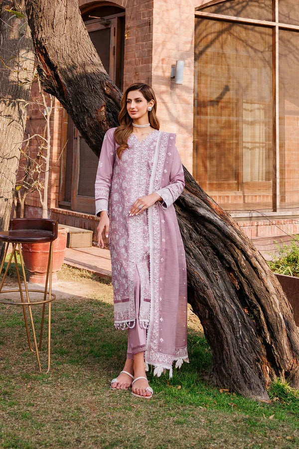 Farasha | Dastoor Embroidered Lawn SS24 | DAINTY LILAC - Rang-e-Khaas