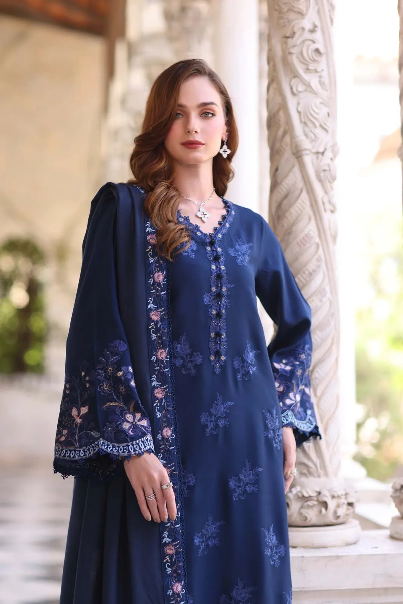 Noor by Saadia Asad | Winter Pashmina 25 | Sapphire - Rang-e-Khaas