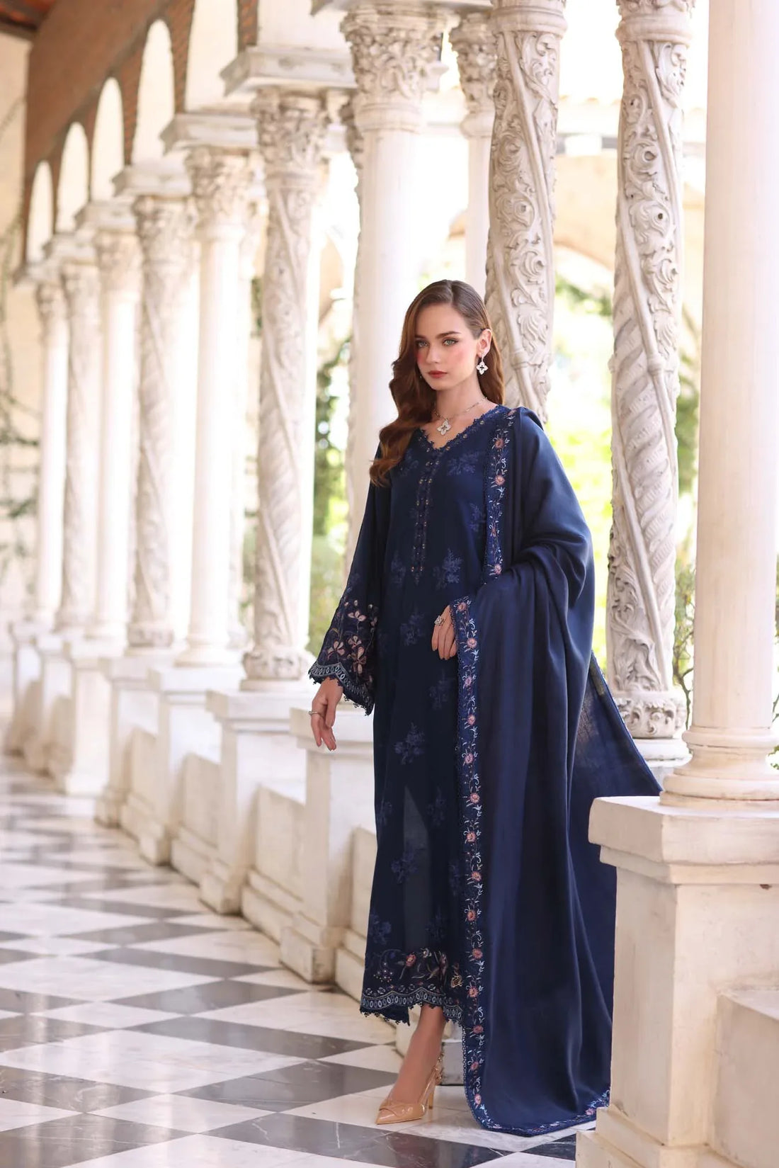 Noor by Saadia Asad | Winter Pashmina 25 | Sapphire - Rang-e-Khaas