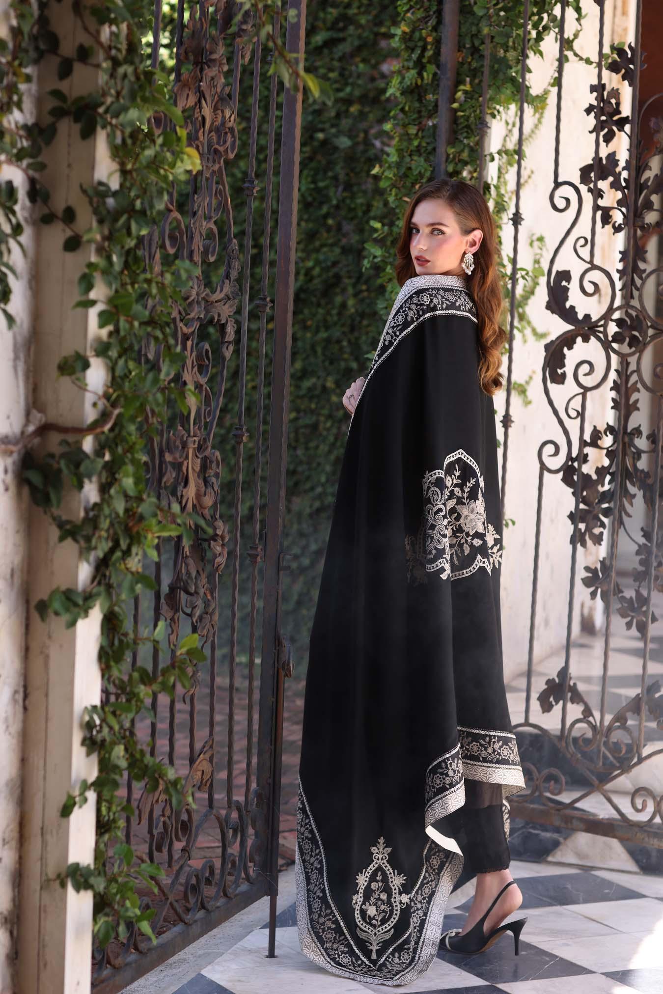 Noor by Saadia Asad | Winter Pashmina 25 | Obsidian - Rang-e-Khaas