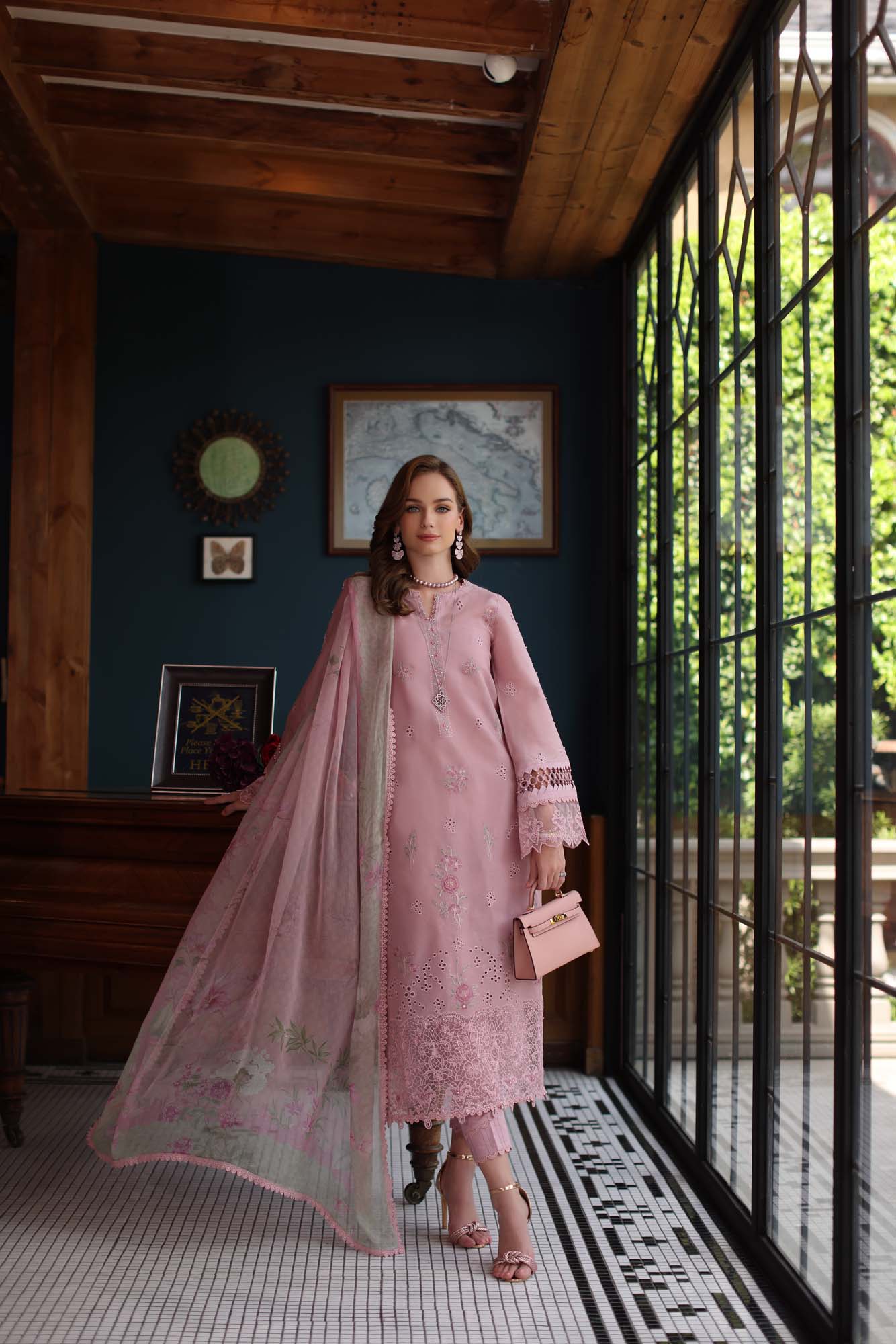 Noor by Saadia Asad | Eid Luxury Schiffli Laserkari 25 | D3- Blush Pink
