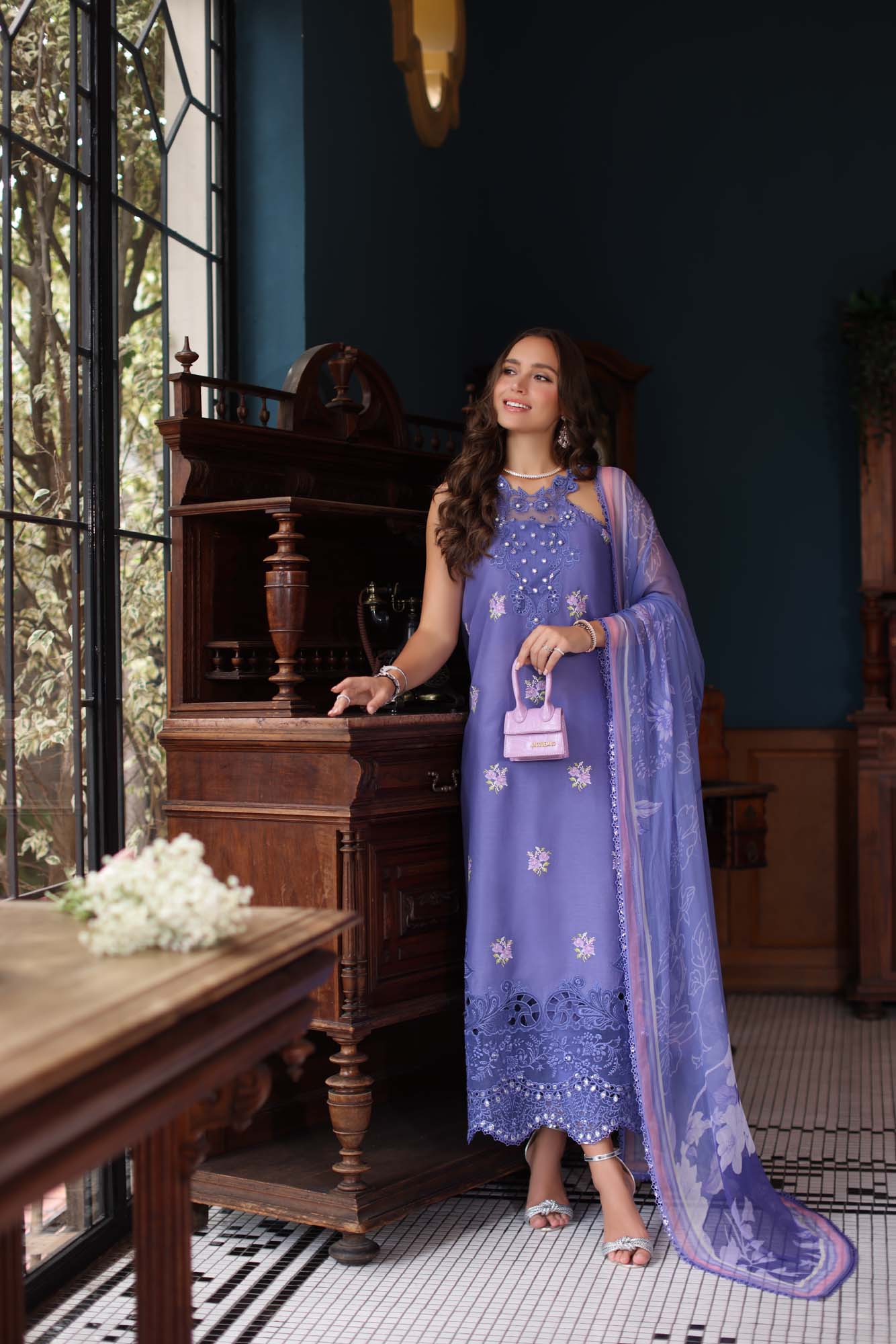 Noor by Saadia Asad | Eid Luxury Schiffli Laserkari 25 | D2- Indigo