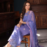 Noor by Saadia Asad | Eid Luxury Schiffli Laserkari 25 | D2- Indigo