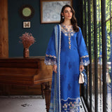 Noor by Saadia Asad | Eid Luxury Schiffli Laserkari 25 | D4- Ink Blue