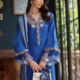 Noor by Saadia Asad | Eid Luxury Schiffli Laserkari 25 | D4- Ink Blue