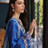Noor by Saadia Asad | Eid Luxury Schiffli Laserkari 25 | D4- Ink Blue