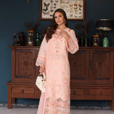 Noor by Saadia Asad | Eid Luxury Schiffli Laserkari 25 | D6- Peach