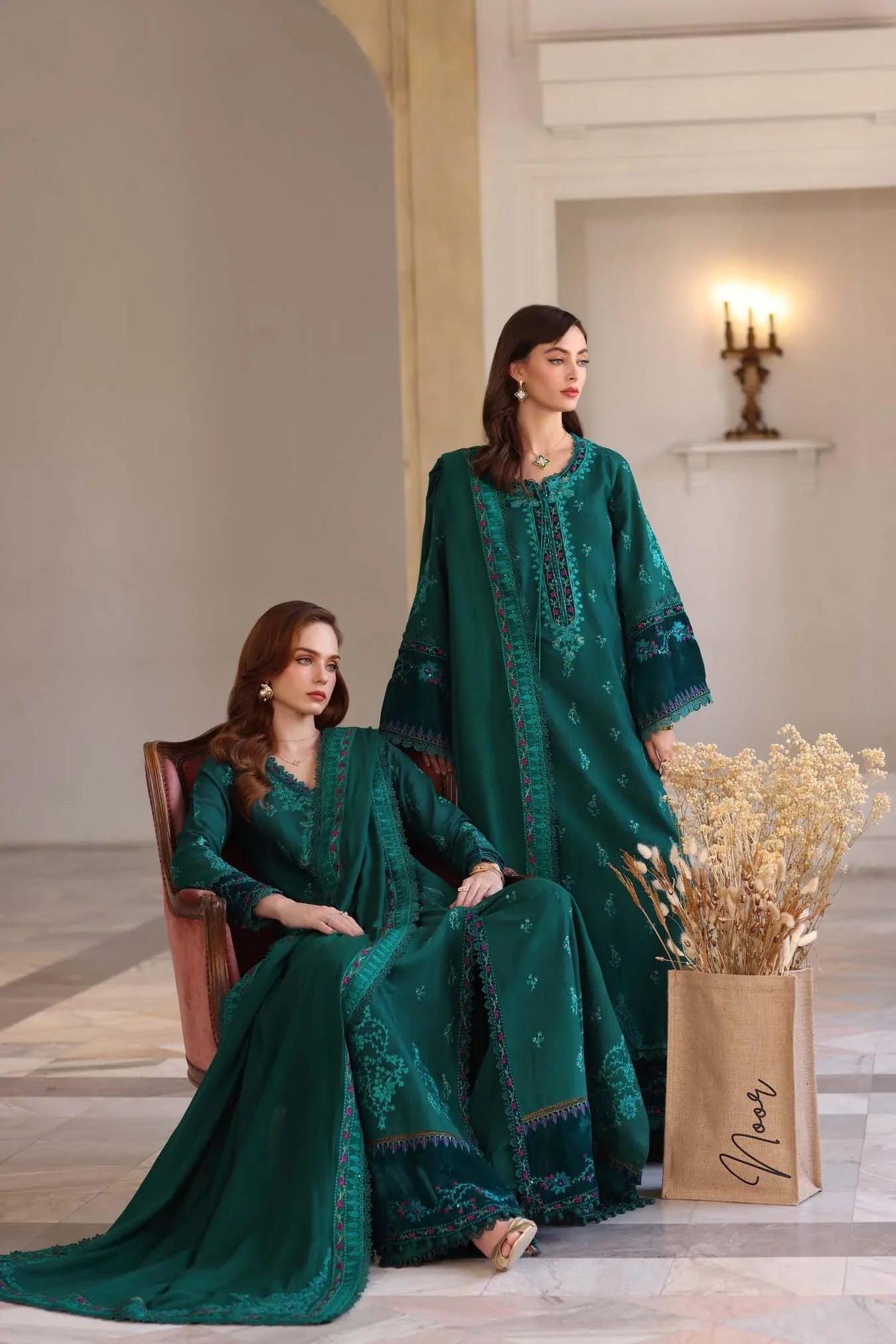 Noor by Saadia Asad | Winter Pashmina 25 | Emerald Reverie - Rang-e-Khaas