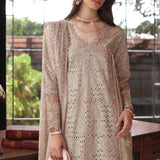 Noor by Saadia Asad | Eid Luxury Schiffli Laserkari 25 | D1- Beige