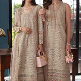 Noor by Saadia Asad | Eid Luxury Schiffli Laserkari 25 | D1- Beige