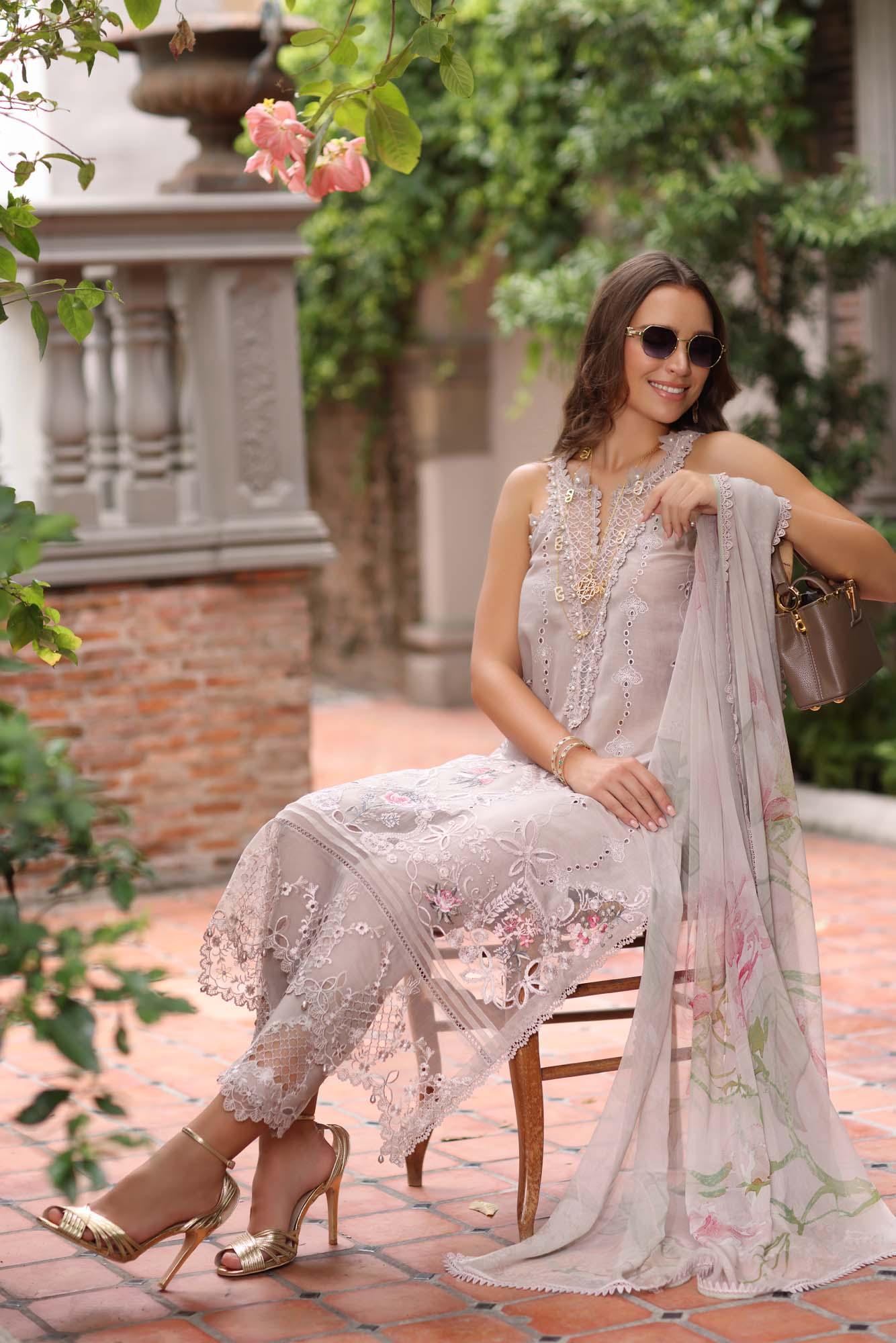 Noor by Saadia Asad | Eid Luxury Schiffli Laserkari 25 | D11- Mink - Rang-e-Khaas