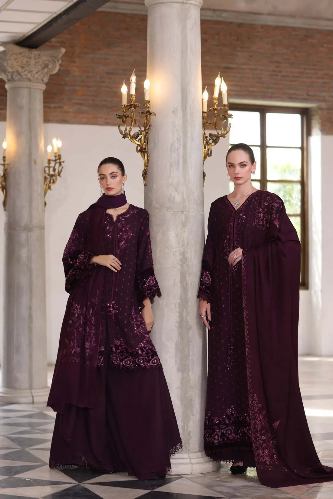 Noor by Saadia Asad | Winter Pashmina 25 | Damson - Rang-e-Khaas