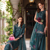 Noor by Saadia Asad | Eid Luxury Schiffli Laserkari 25 | D5- Teal