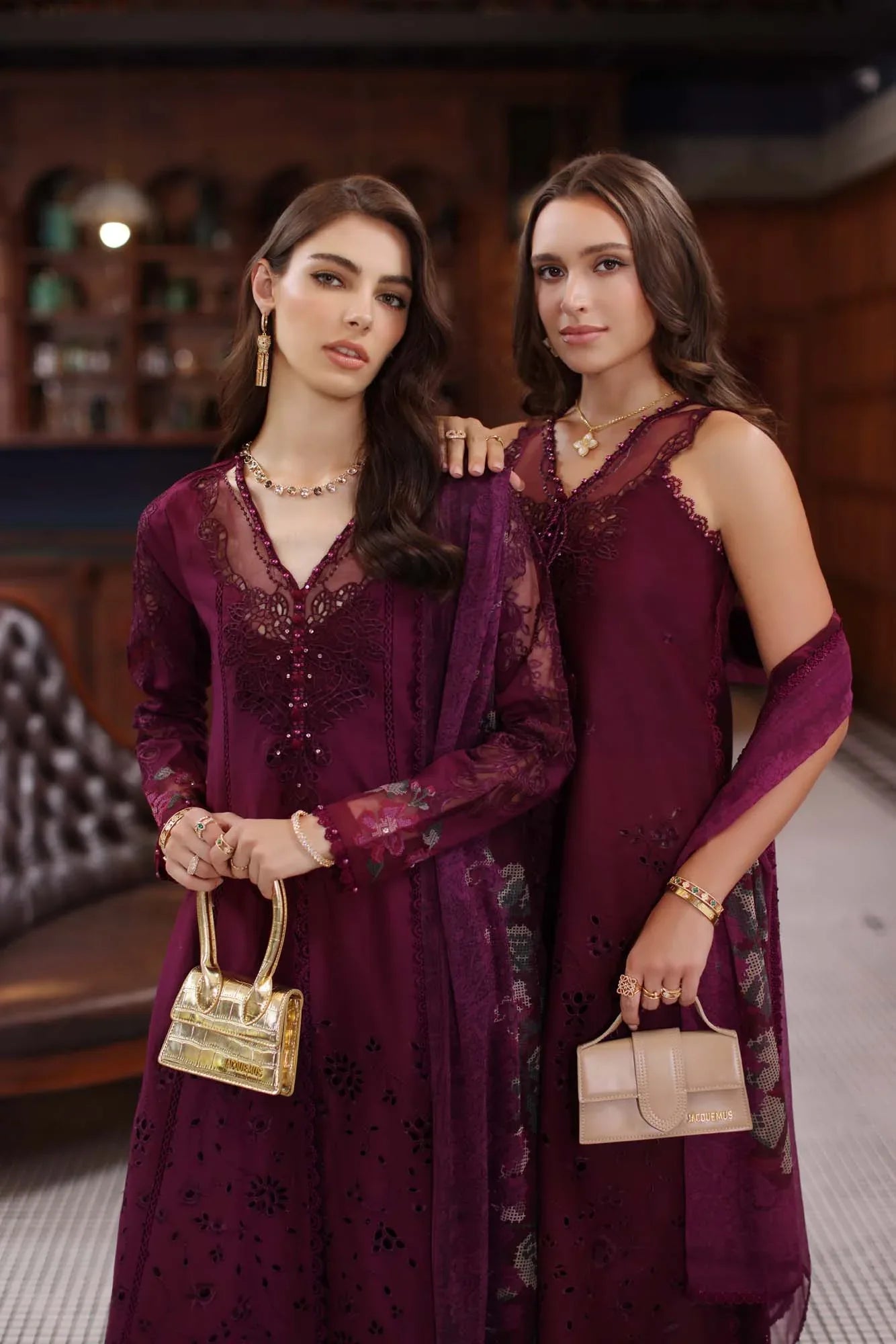 Noor by Saadia Asad | Eid Luxury Schiffli Laserkari 25 | D12- Plum - Rang-e-Khaas
