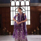 Noor by Saadia Asad | Eid Luxury Schiffli Laserkari 25 | D9- Purple