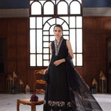 Noor by Saadia Asad | Eid Luxury Schiffli Laserkari 25 | D7- Black