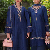 Noor by Saadia Asad | Eid Luxury Schiffli Laserkari 25 | D10- Royal Blue