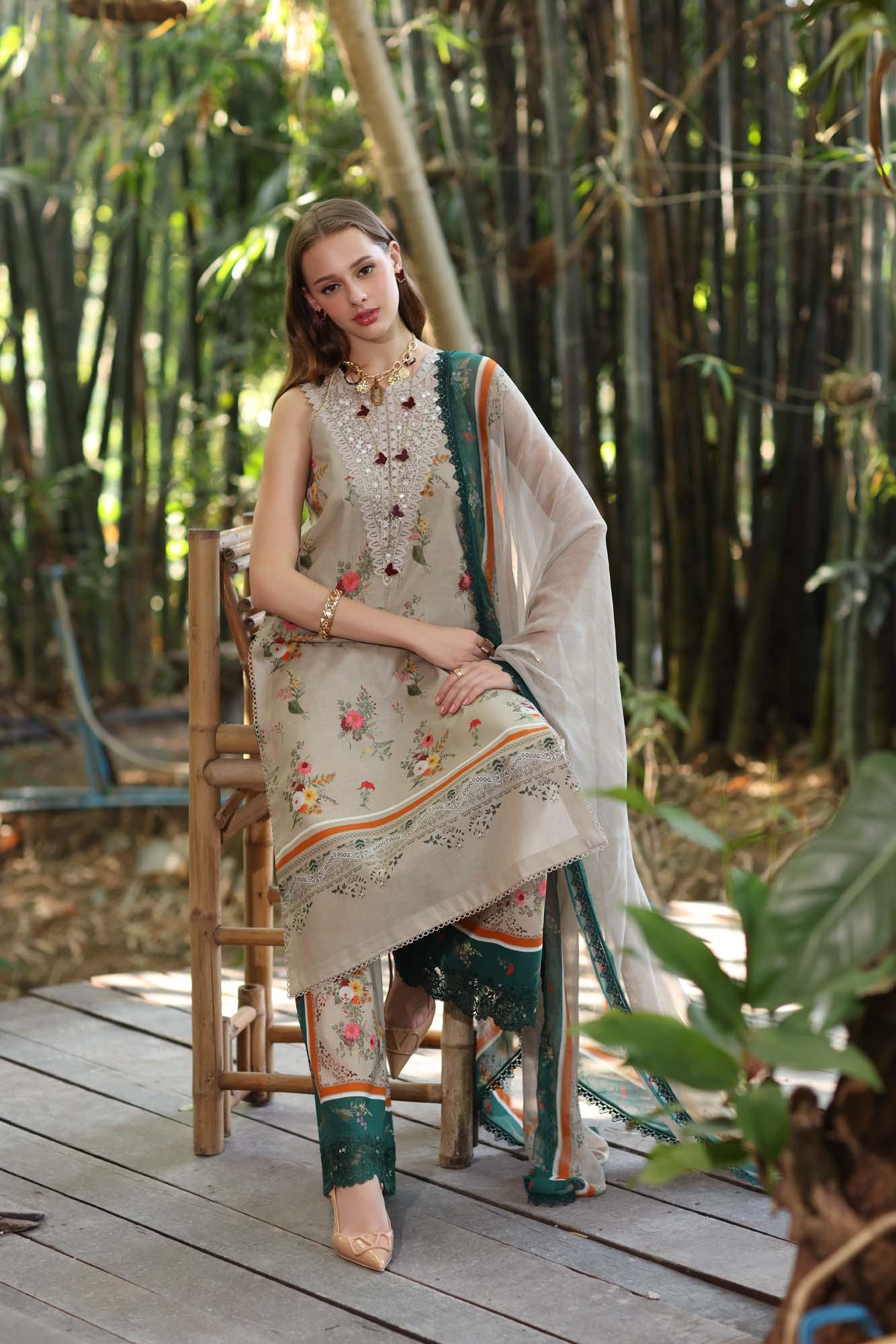 Noor by Saadia Asad | Eid Luxe Printedkari | D4-A - Rang-e-Khaas