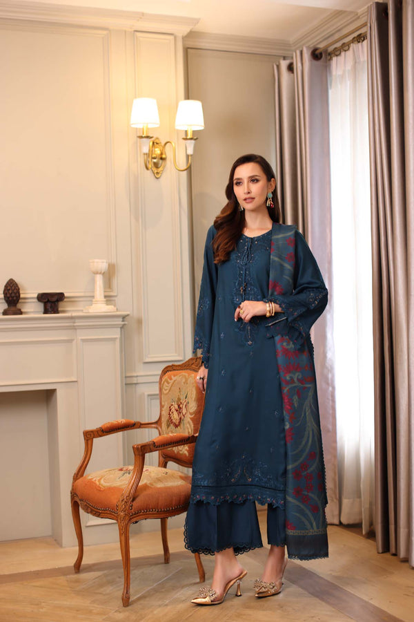 Noor by Saadia Asad | Winter Embroidered Printkhaas 25 | D5 - B - Rang-e-Khaas