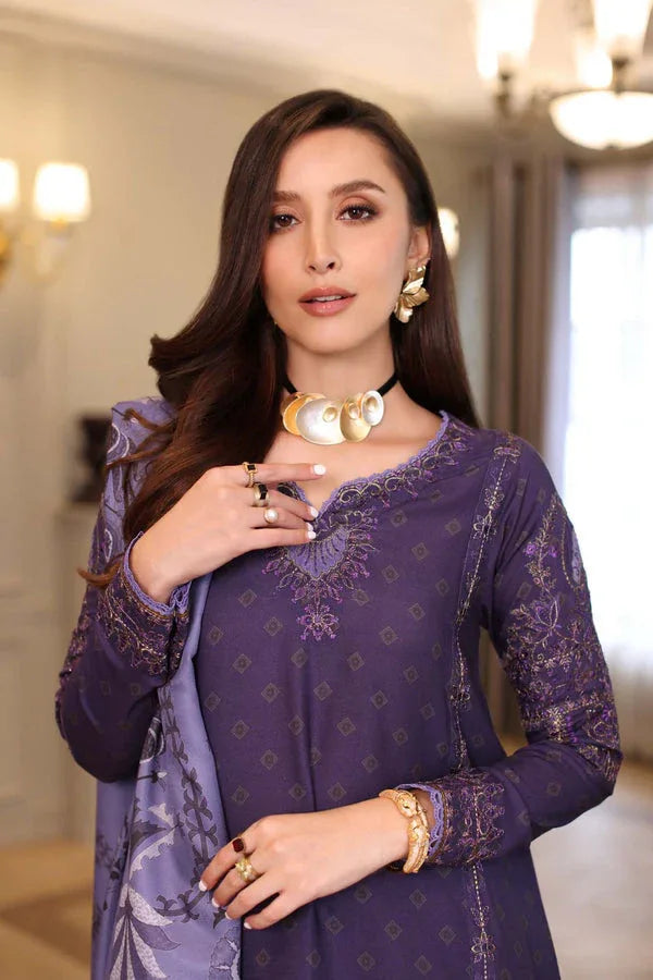 Noor by Saadia Asad | Winter Embroidered Printkhaas 25 | D6 - B - Rang-e-Khaas