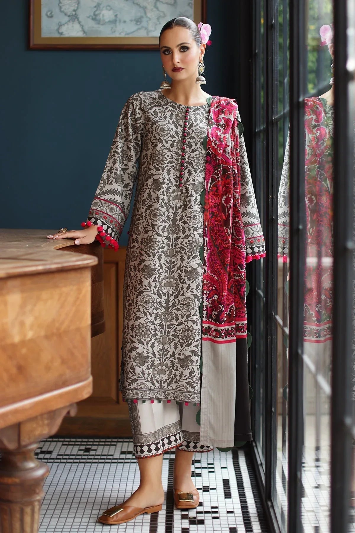 Charizma | C Prints Winter 25 | 3-PC Unstitched Printed Linen Collection CPW5-09 - Rang-e-Khaas