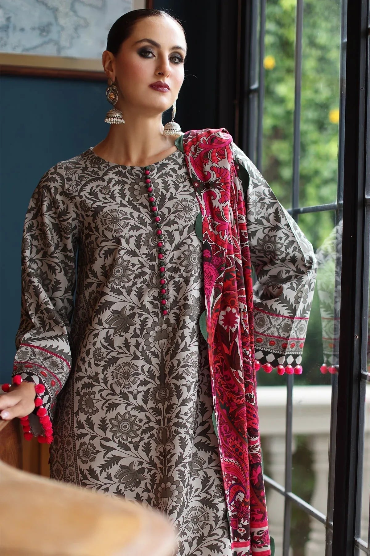 Charizma | C Prints Winter 25 | 3-PC Unstitched Printed Linen Collection CPW5-09 - Rang-e-Khaas