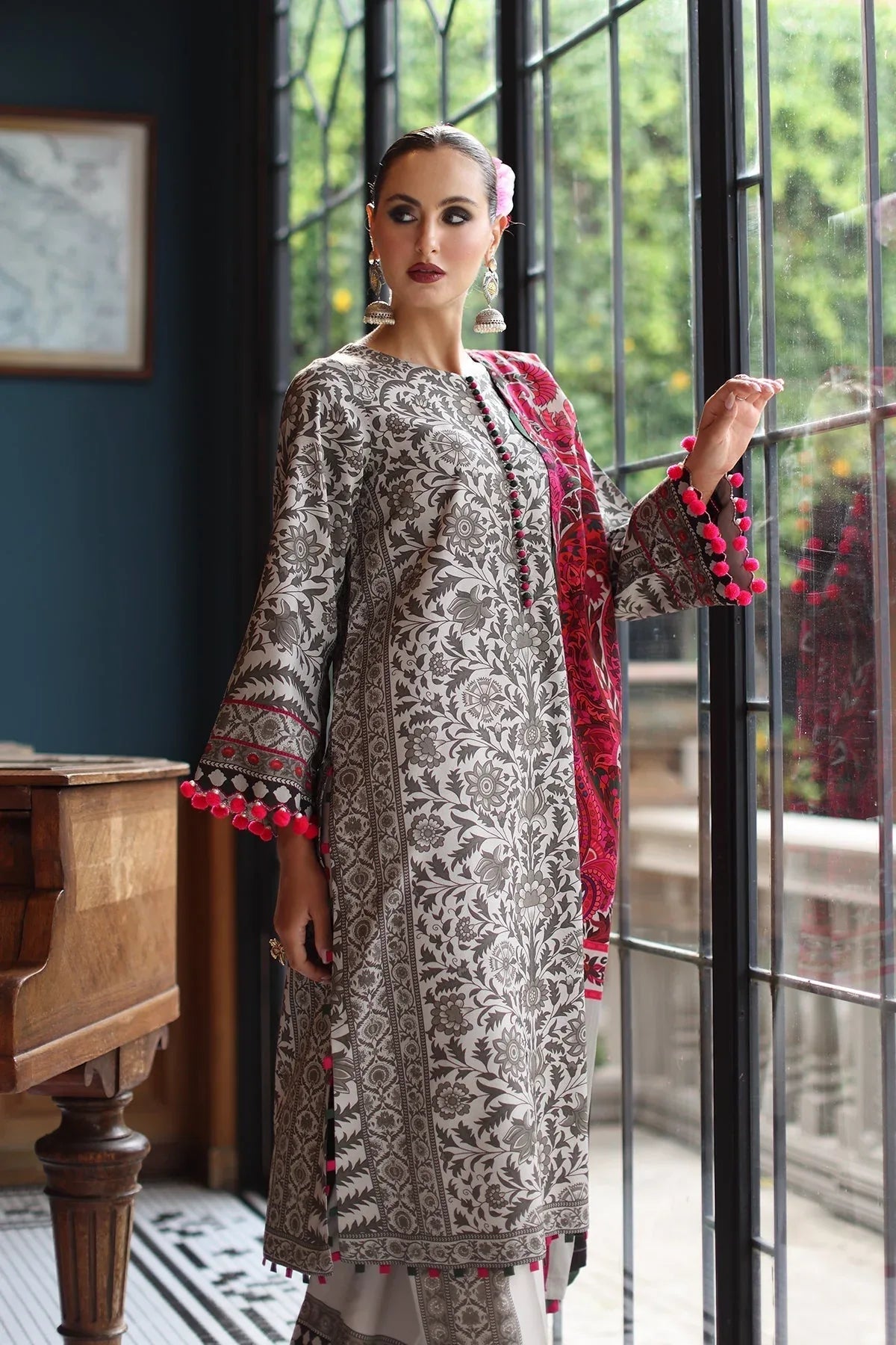 Charizma | C Prints Winter 25 | 3-PC Unstitched Printed Linen Collection CPW5-09 - Rang-e-Khaas