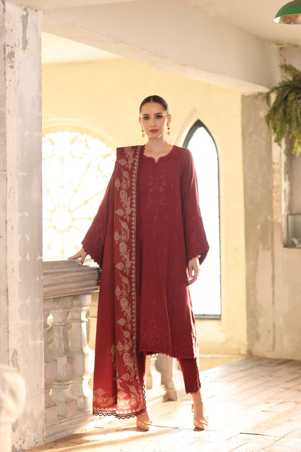 Noor by Saadia Asad | Winter Embroidered Printkhaas 25 | D9- B - Rang-e-Khaas