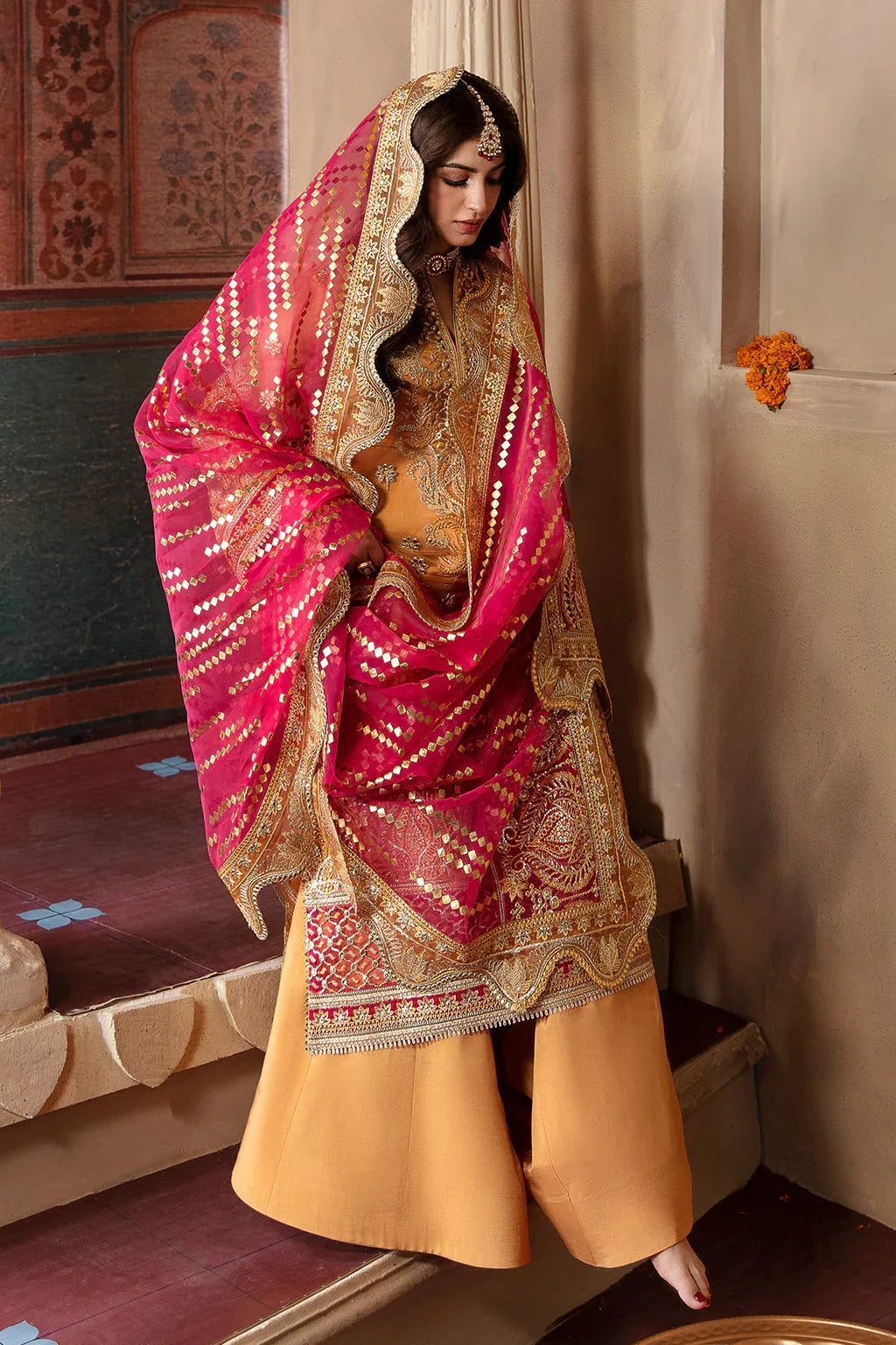 Afrozeh Shehnai Wedding Formal 3Pc Suit AFS-23-V1-08 Zari - Rang-e-Khaas