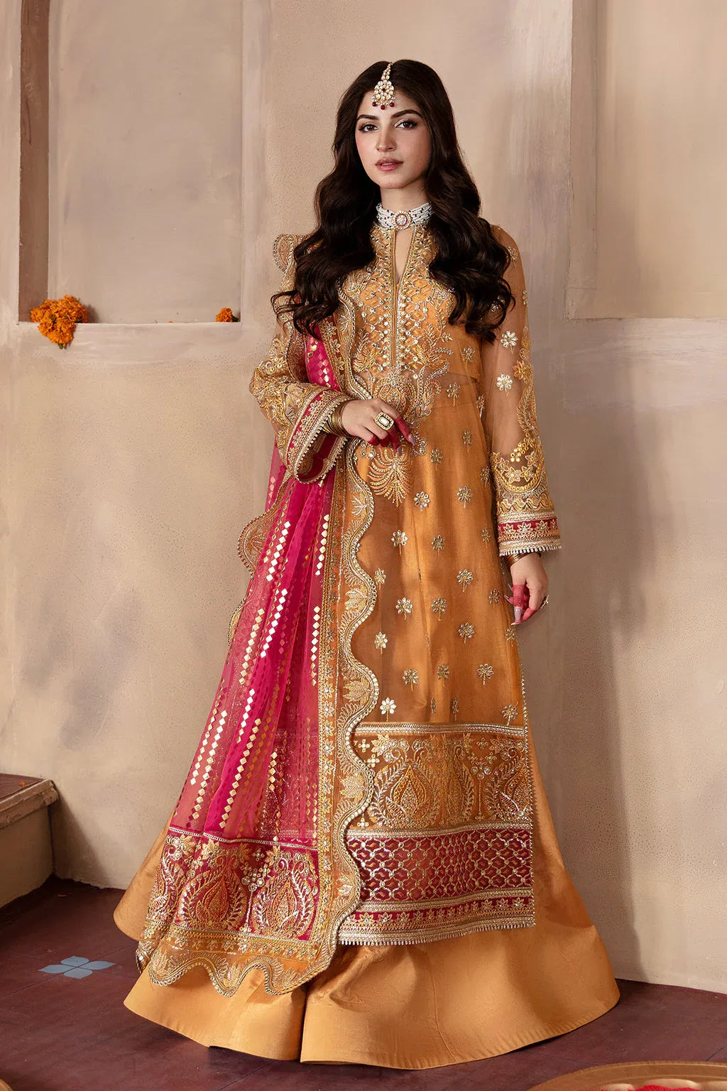 Afrozeh Shehnai Wedding Formal 3Pc Suit AFS-23-V1-08 Zari - Rang-e-Khaas