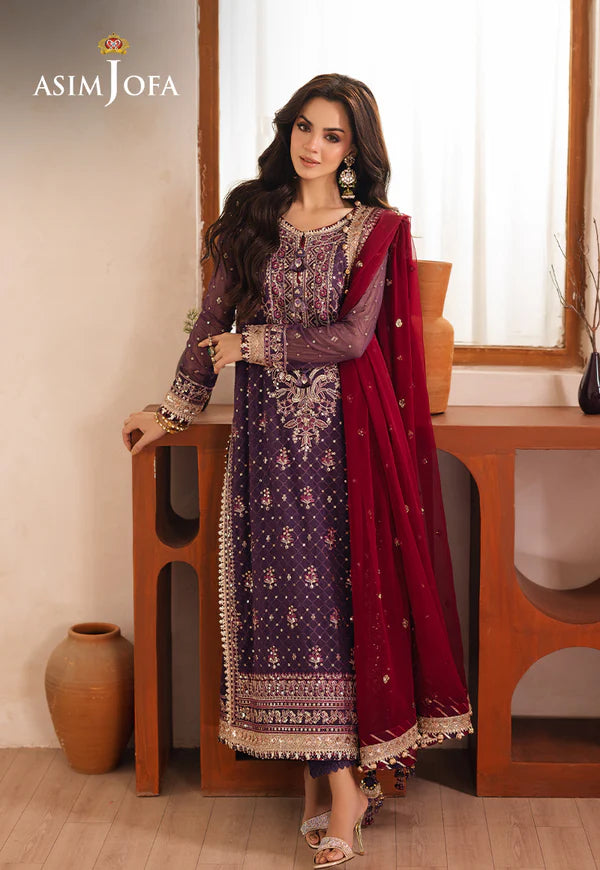 Asim Jofa | Heeriye | AJHE-01 EMBROIDERED CHIFFON 3 PCS - Rang-e-Khaas