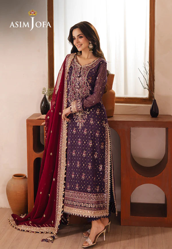 Asim Jofa | Heeriye | AJHE-01 EMBROIDERED CHIFFON 3 PCS - Rang-e-Khaas